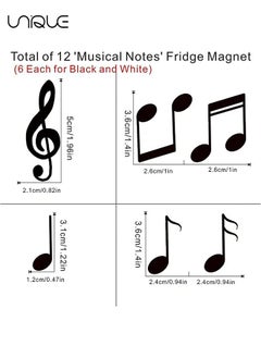 12 قطعة مغناطيس ثلاجة، أبيض وأسود النوتات الموسيقية مغناطيس الثلاجة الصغيرة مغناطيس ديكور لطيف، مغناطيس الثلاجة مغناطيس مطبخ المكتب مغناطيس زجاج الخزانة (أسود، أبيض) - pzsku/ZB5E19BC30AD4B5045256Z/45/_/1692068779/2c4012a5-faf3-4e15-adb7-3977545fd490