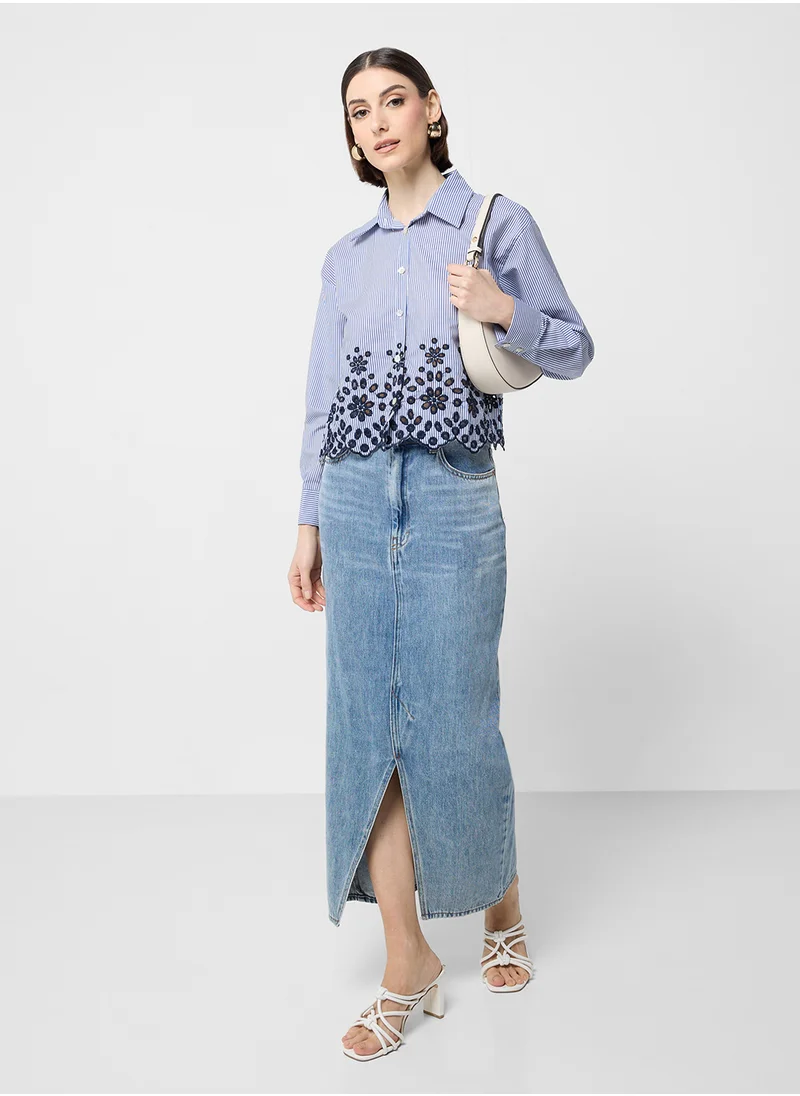 ELLA Shirt With Embroidered Hem