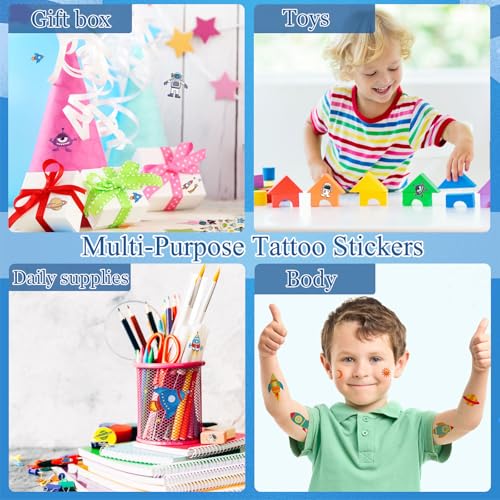 TecoKart® 20 Sheets Temporary Tattoo Stickers for Kids, Waterproof Spaceman and Astronaut Tattoos for Boys and Girls Fun Party Body Decoration - Image 5