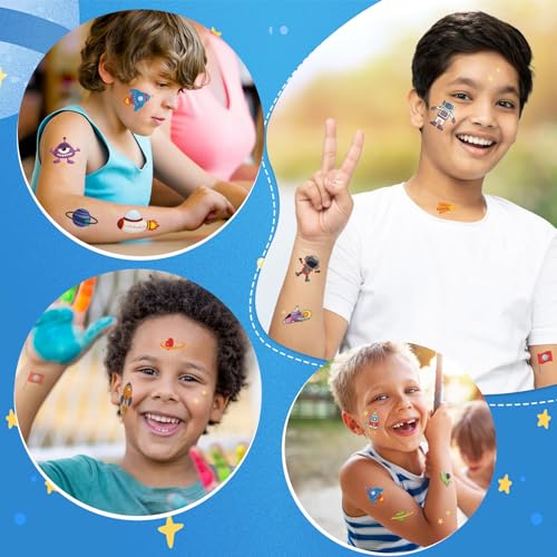 TecoKart® 20 Sheets Temporary Tattoo Stickers for Kids, Waterproof Spaceman and Astronaut Tattoos for Boys and Girls Fun Party Body Decoration - Image 4