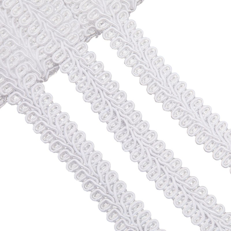 Jutom Gimp Braid Trim 12 Inch 20 Yard Polyester Woven Braid Trim Decorative Gimp for Costume DIY Crafts Sewing Curtain Slipcover Decoration Jewelry Making Costume AccessoriesWhite