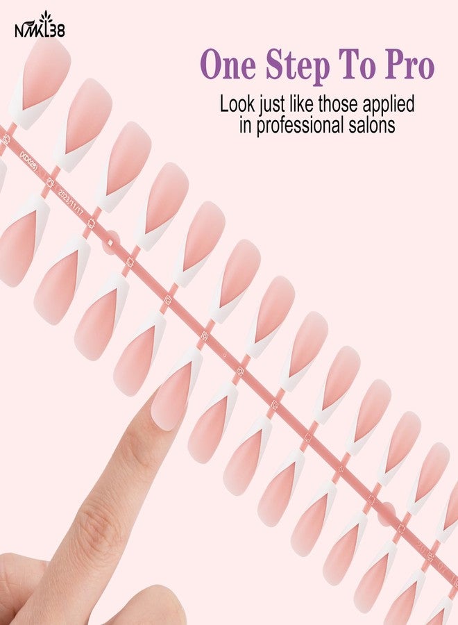 NMKL38 300pcs White French Tip Press on Nails Medium Square Fake Nails Nude False Nails Square French Press ons Nail Acrylic Artificial Nail for Women Girls - Image 4