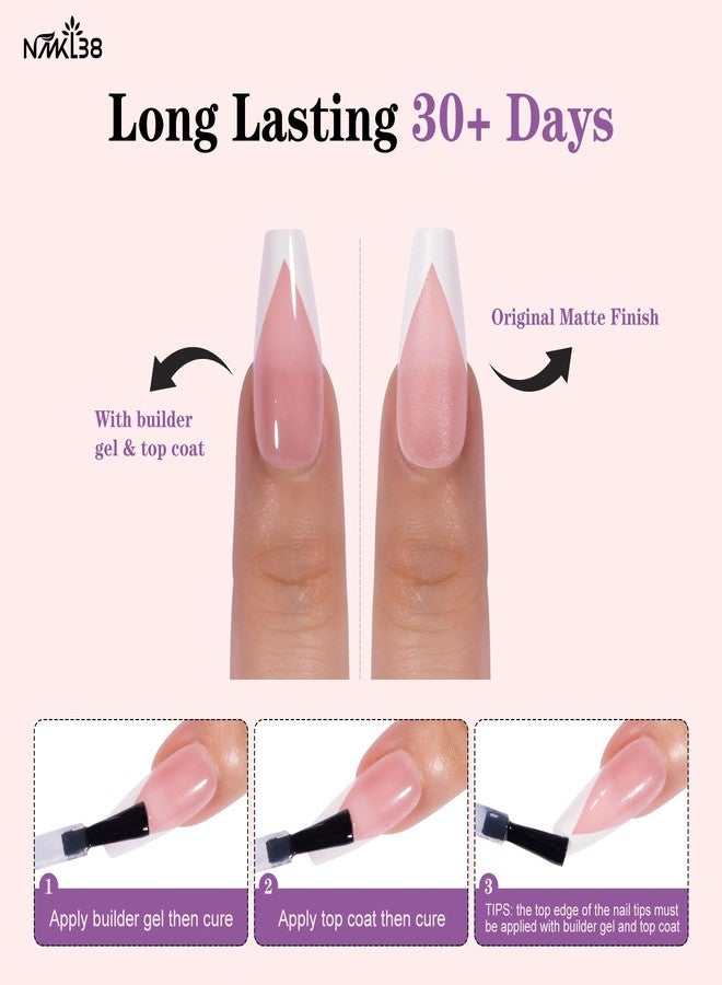 NMKL38 300pcs White French Tip Press on Nails Medium Square Fake Nails Nude False Nails Square French Press ons Nail Acrylic Artificial Nail for Women Girls - Image 5