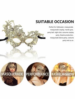 HY Masquerade Mask for Couples, Mardi Gras Venetian Side flower Mask, Ball Masks, Metal Prom Women Men (2 Pcs)  - Image 2