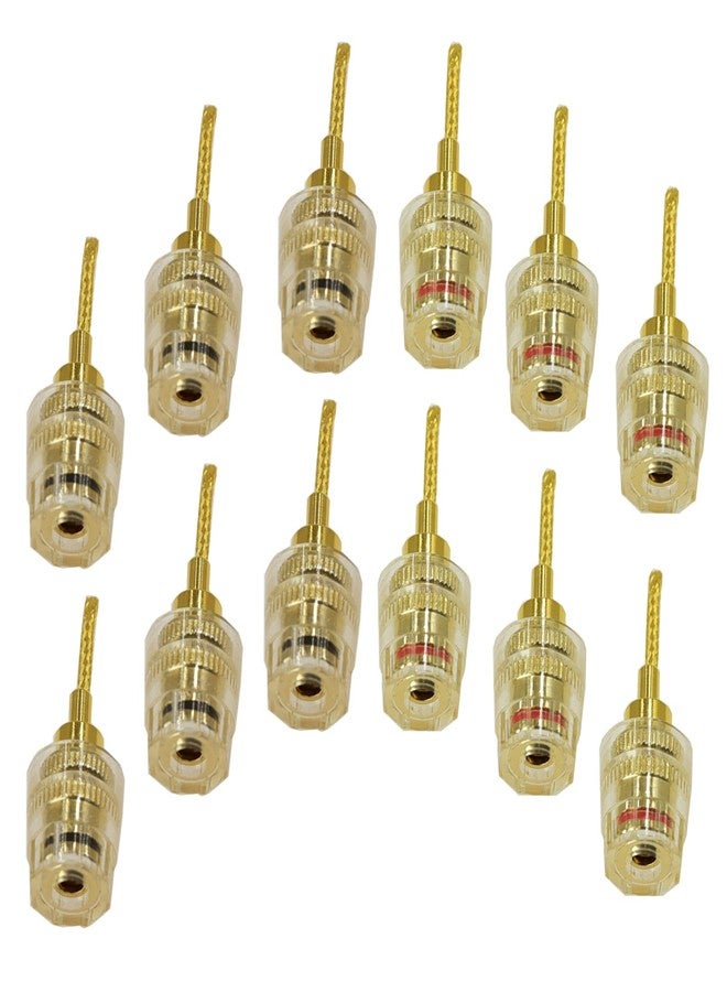 Arklove 12Pack pin to Banana Female Screw-Type Connector Deadbolt Flex Pin Banana Adapter Plug to 4mm Female Bananas Jack Center Surround Wire for Spring Loaded Speaker Terminals Inputs - Image 1