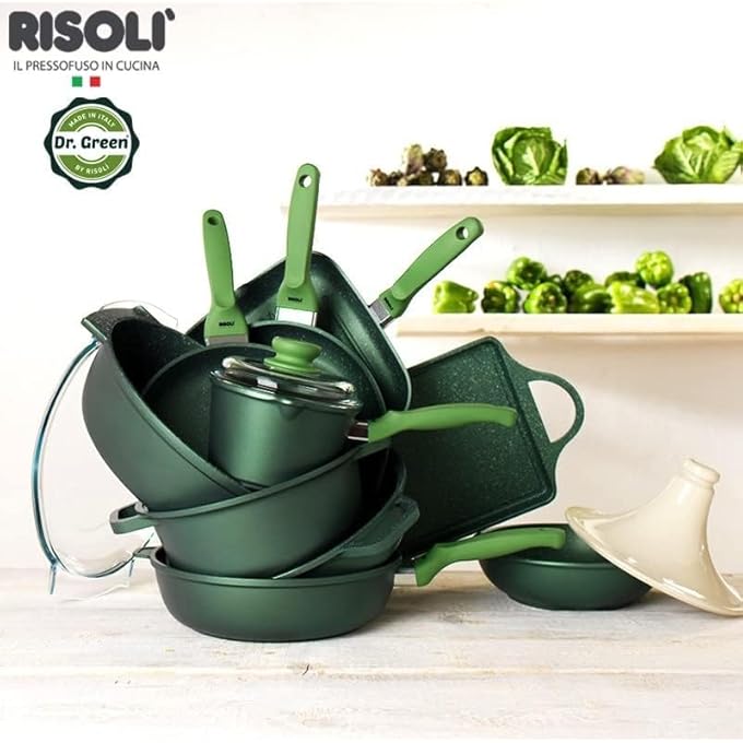 ريسولي 00080Dr30Gs Dr Green 30 سم مقلاة ووك غير لاصقة مع طلاء Greenstone المائي، مصنوعة في إيطاليا من الألومنيوم المصبوب الصديق للبيئة، خالية من النيكل، متوافقة مع مواقد الغاز والكهرباء والسيراميك الزجاجي - Image 3