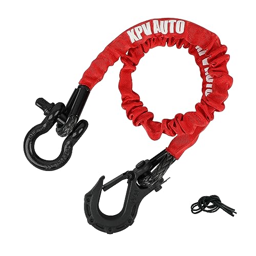 XPV AUTO Recovery Strap (18,000lb.) 2FT with Winch Hook and D-Ring Shackle Synthetic Tow Recovery Rope for ATV Mud Recovery - Image 1