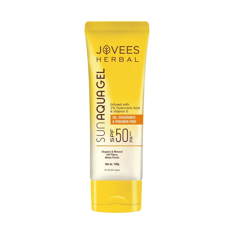 Jovees جل الشمس العشبي من جوفيس SPF 50 PA بتركيبة خفيفة تشبه الماء 1 حمض الهيالورونيك غير دهني بدون أثر أبيض مثالي للبشرة الدهنية والمختلطة 100 جرام - Image 1