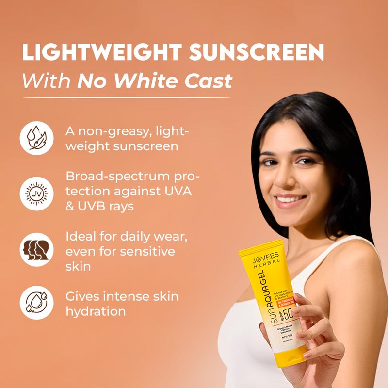 Jovees جل الشمس العشبي من جوفيس SPF 50 PA بتركيبة خفيفة تشبه الماء 1 حمض الهيالورونيك غير دهني بدون أثر أبيض مثالي للبشرة الدهنية والمختلطة 100 جرام - Image 4