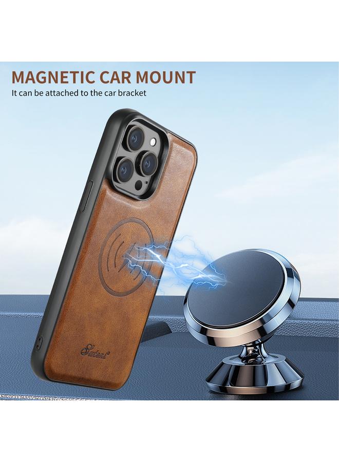 Suteni Case For iPhone 16 Pro H17 Oil Eax Leather MagSafe Detachable Wallet Phone Case - Image 4