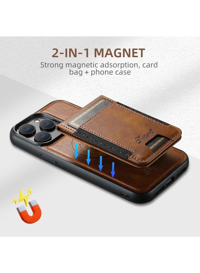 Suteni Case For iPhone 16 Pro H17 Oil Eax Leather MagSafe Detachable Wallet Phone Case - Image 5