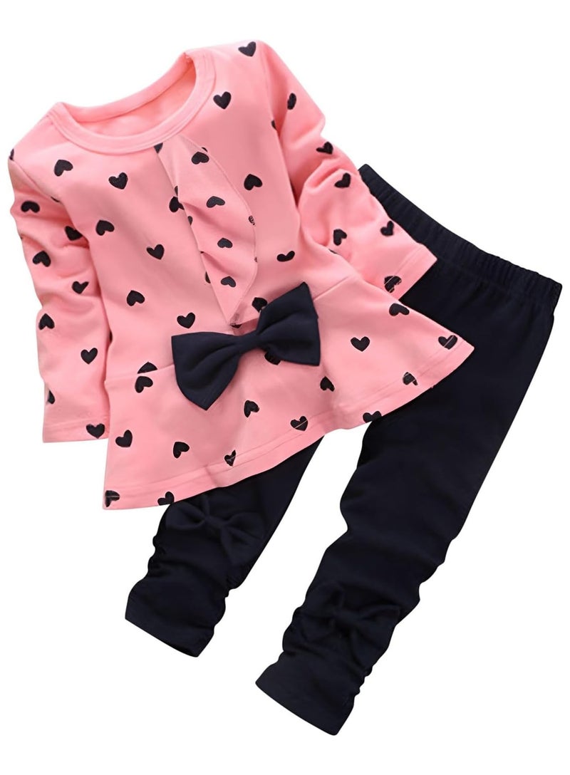 BomDeals Baby Girl Cute 2pcs Set Children Clothes Suit Top and Pants (Age(2T), Pink) - Image 1