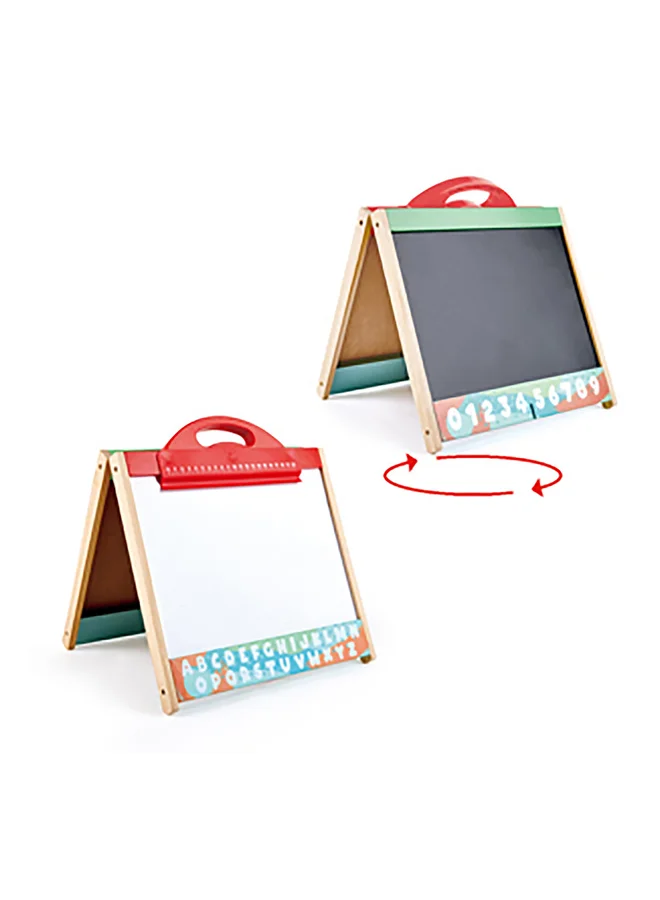 هيب Hape Store And Go Easel | Folding Double-Sided Tabletop Blackboard And Whiteboard With Chalks, Markers And Other Art Accessories | Turns Into Portable Case, For Children 3 Years+
