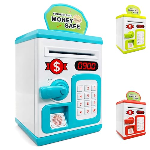VGRASSP Money Safe Piggy Bank Toy for Kids with Number Password and Touch Sensor - Gullak ATM Money Saving Box with Lights and Sound - Educational Coin and Notes Storage (Multicolor) - Image 1