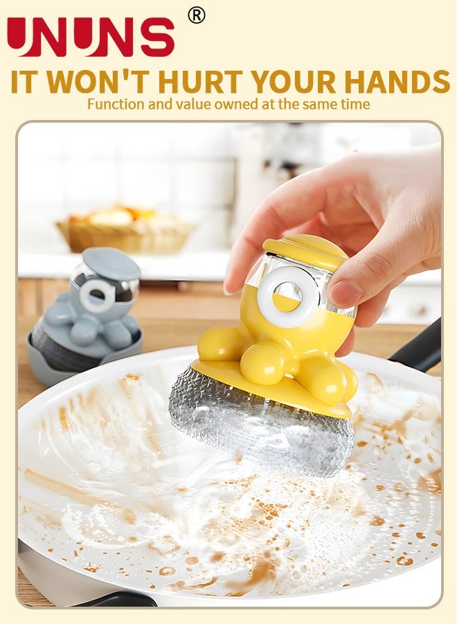 UNUNS Dish Brush with Soap Dispenser, Washing Brush Cleaning Brush Kitchen Brush with Holder for Pot Pan Sink Cleaning - Image 3