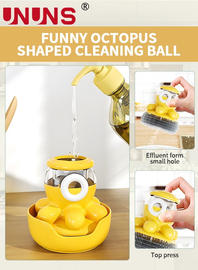 UNUNS Dish Brush with Soap Dispenser, Washing Brush Cleaning Brush Kitchen Brush with Holder for Pot Pan Sink Cleaning - Image 5