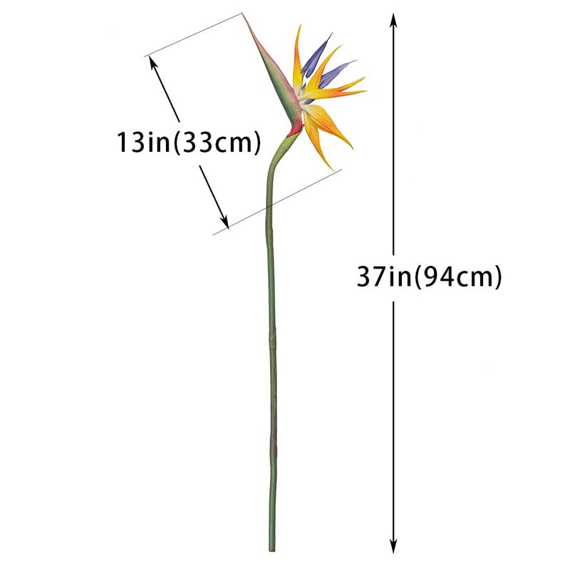 DUYONE Artificial Flowers Bird of Paradise 37'' Large Latex Fake Greenery Plants Long Stem Red Plants 2Pcs for Home,Living Room,Bedroom,Dining Table(Orange 2pcs) - Image 2