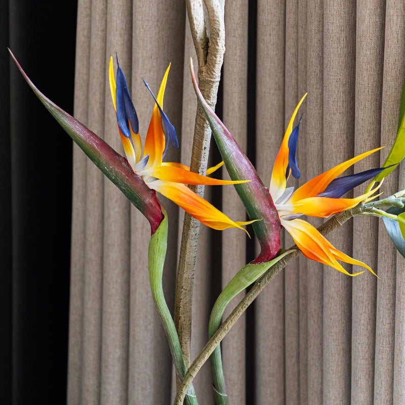 DUYONE Artificial Flowers Bird of Paradise 37'' Large Latex Fake Greenery Plants Long Stem Red Plants 2Pcs for Home,Living Room,Bedroom,Dining Table(Orange 2pcs) - Image 5