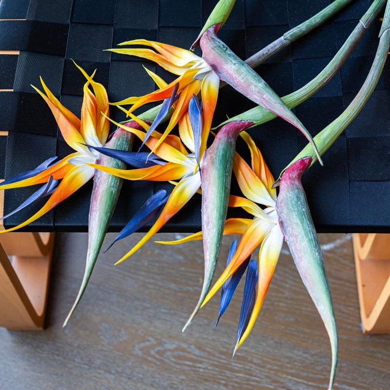 DUYONE Artificial Flowers Bird of Paradise 37'' Large Latex Fake Greenery Plants Long Stem Red Plants 2Pcs for Home,Living Room,Bedroom,Dining Table(Orange 2pcs) - Image 3