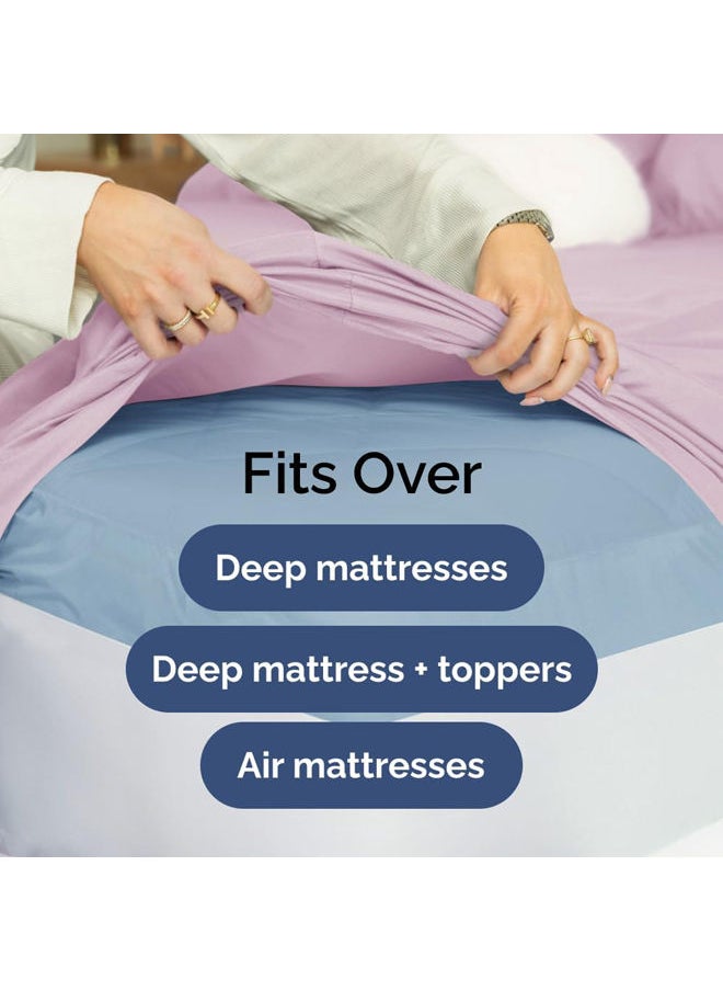 Signoola Fitted Sheet Set Of 4 Pieces - Comfy Breathable & Cooling Sheets - Hotel Luxury Bed Sheets ( 240 x 250 cm )  - Deep Pockets, Easy-Fit, Extra Soft - Mauve