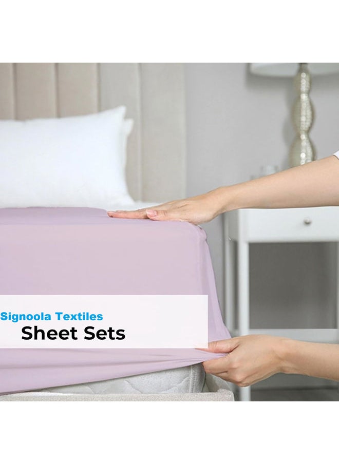 Signoola Fitted Sheet Set Of 4 Pieces - Comfy Breathable & Cooling Sheets - Hotel Luxury Bed Sheets ( 240 x 250 cm )  - Deep Pockets, Easy-Fit, Extra Soft - Mauve