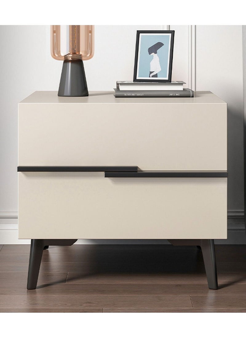 JANTENS - Nightstand with 2 Drawers Bedside Table Night Stand End Table Dresser for Home, Bedroom Accessories Beige 44*41*48cm - Image 1