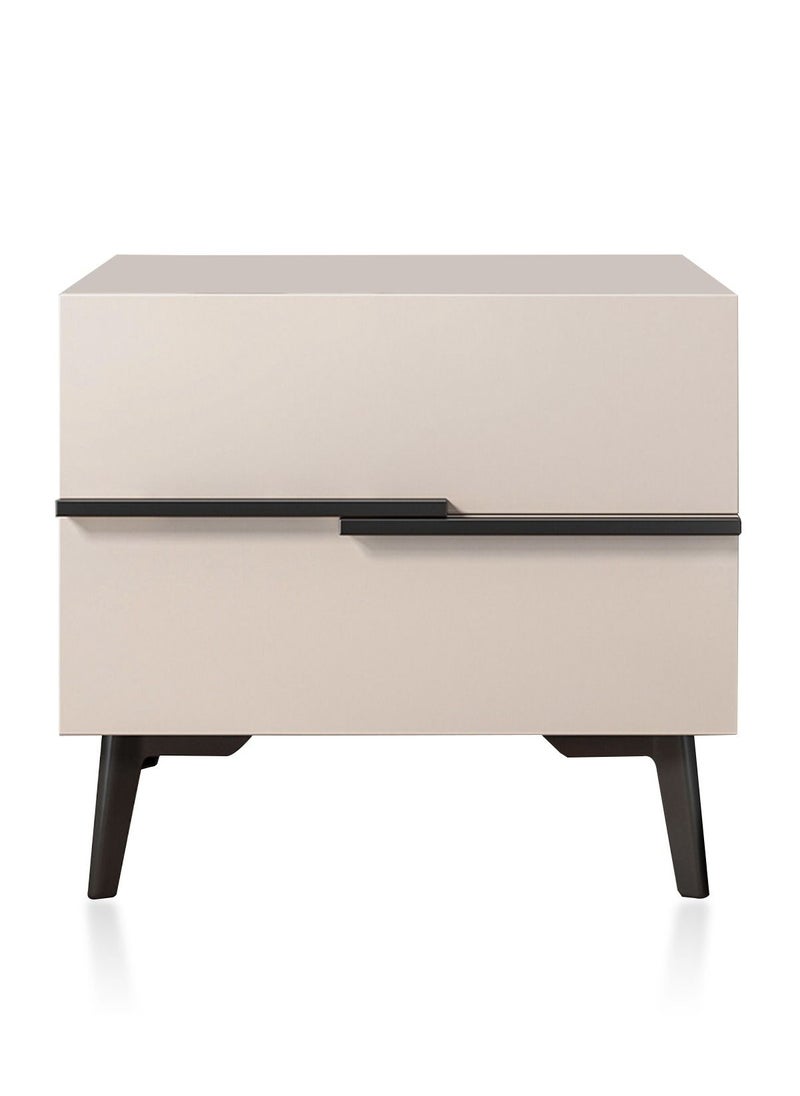 JANTENS - Nightstand with 2 Drawers Bedside Table Night Stand End Table Dresser for Home, Bedroom Accessories Beige 44*41*48cm - Image 1