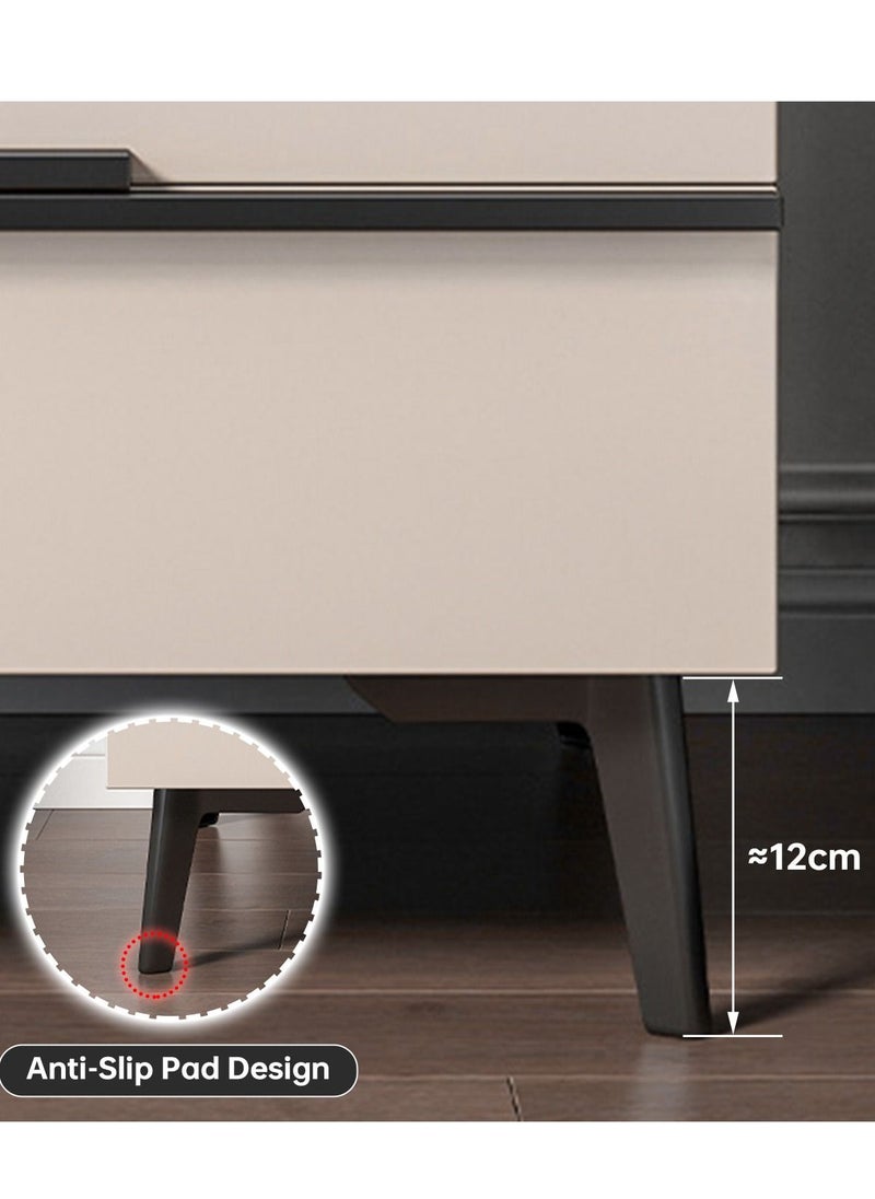 JANTENS - Nightstand with 2 Drawers Bedside Table Night Stand End Table Dresser for Home, Bedroom Accessories Beige 44*41*48cm - Image 1