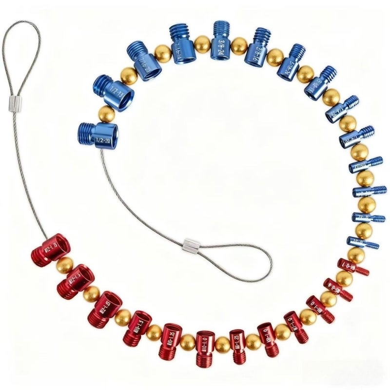Red And Blue Nut And Bolt Thread Checker 26 Piece Internal External Gauge Bundle - Image 1