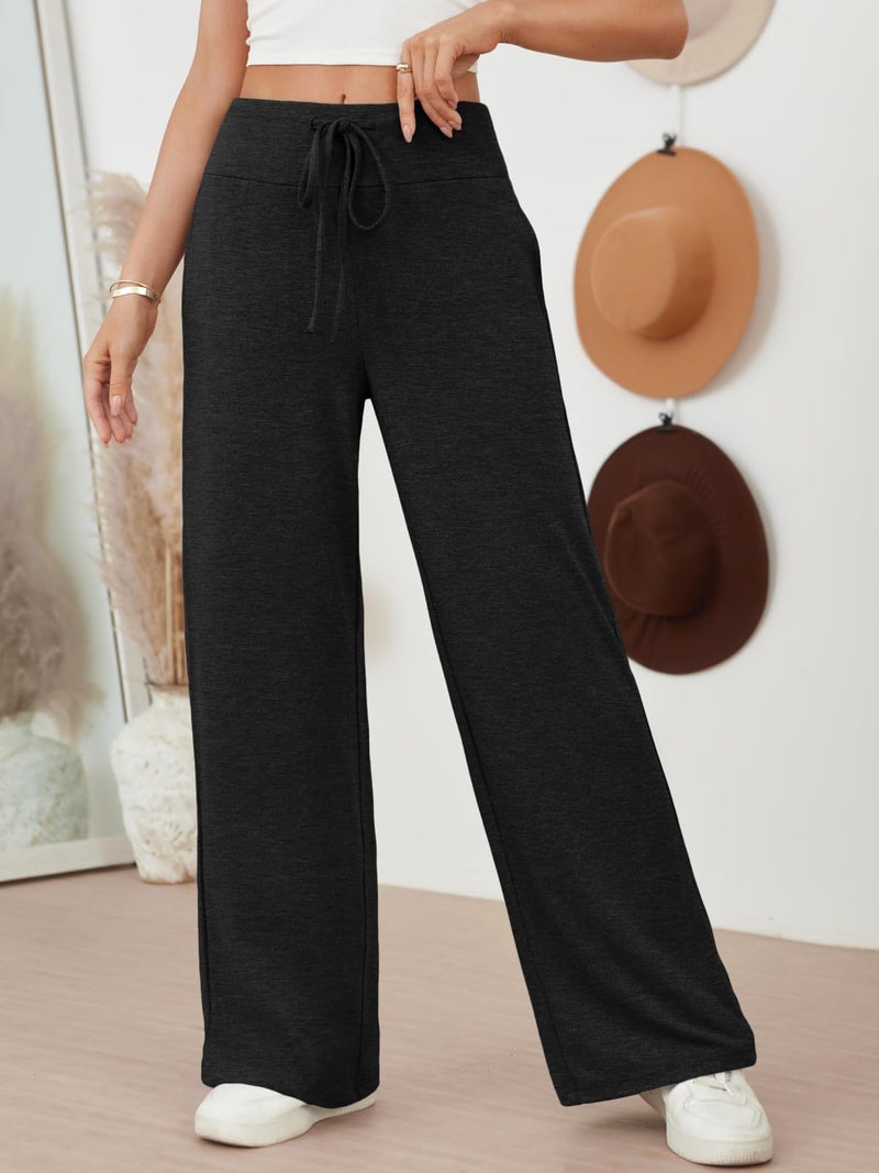 AUTOMET Womenâ€˜s Cozy Wide Leg Sweatpants, High Waist Pants for Yoga Lounge and Sleep, Soft Comfy Pants for All Seasons Black S - Image 2