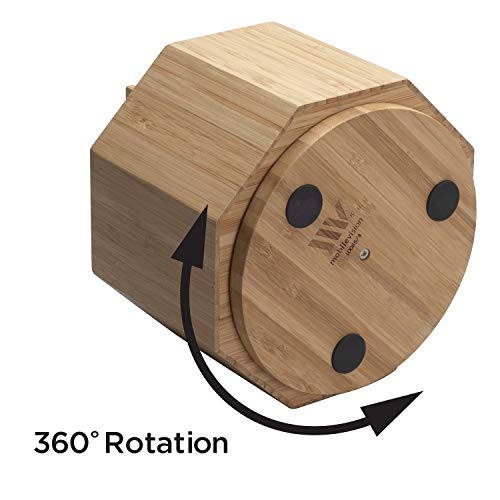 MobileVision Bamboo Rotating Utensil Holder & Kitchen Organizer, Multiple Compartments, 8 Sections, store Forks, Serving Spoons, Knives, and other cooking tools with Removable Divider for Customized Storage - Image 5