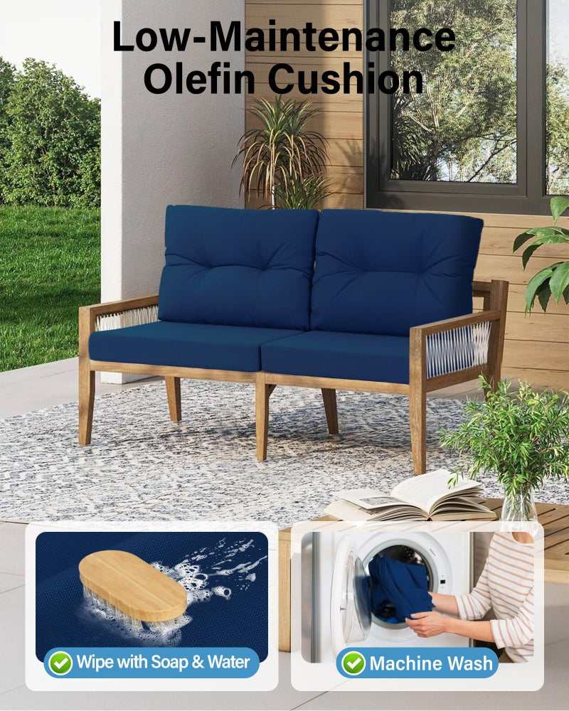 YEFU Olefin Outdoor Chair Cushions: Fade Resistant Outdoor Seat Cushion 24 x 24 - All Weather Patio Furniture Cushion with Ties - Deep Seat Patio Cushions for Chair Sofa Couch(Navy) - Image 4