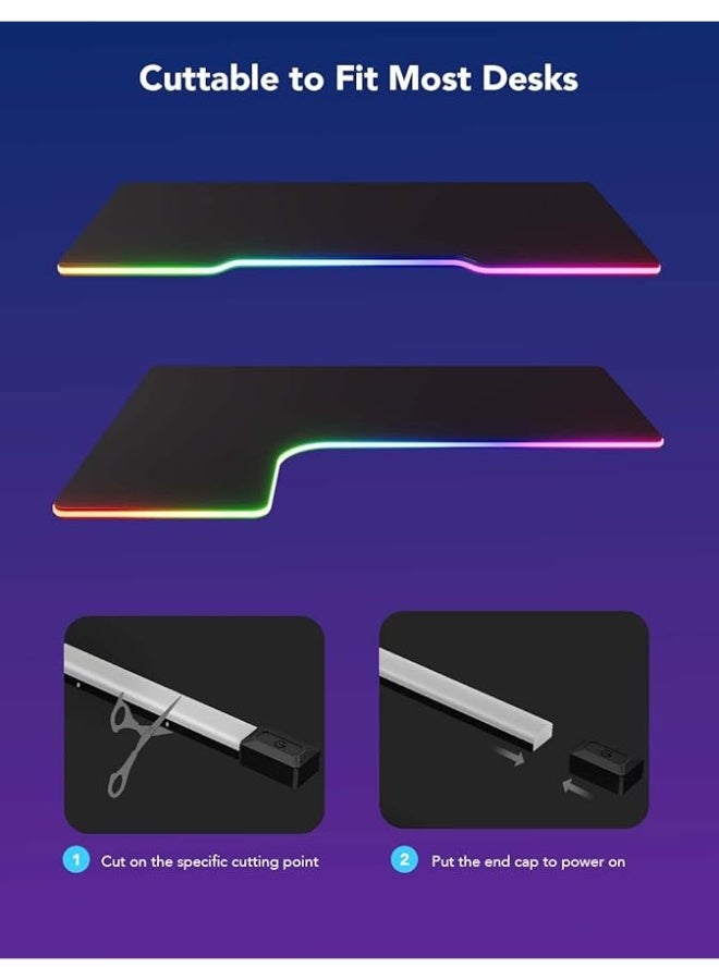 RGB Gaming Lights, 7.5ft Neon Rope Lights Soft Lighting for Gaming Desks, LED Strip Lights Syncing with PC, Support Cutting, Music Sync - Image 4