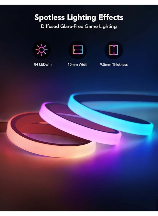 RGB Gaming Lights, 7.5ft Neon Rope Lights Soft Lighting for Gaming Desks, LED Strip Lights Syncing with PC, Support Cutting, Music Sync - Image 3