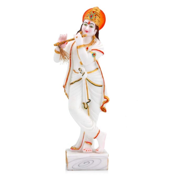 POLYRESIN MARBLE KRISHNA FIGURINE 155 INCH MULTICOLOUR LARGE SIZE