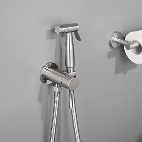 WiPPhs Handheld Bidet Sprayer for Toilet Warm Water, WiPPhs Stainless Steel Brushed Nickel Bidet Hand Held Sprayer with Brass Hot and Cold Mixing Valve, WI9138BN - Image 4