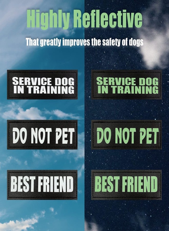 DoThisAllDay 4 Pcs Reflective Dog Patches for Service Dog Vest Tactical Hook Loop Harness Removable Patch Set with Velcro Embroidered,Service Dog in Training & Don’t Pet Me Dog(Service Dog in Training) - Image 2