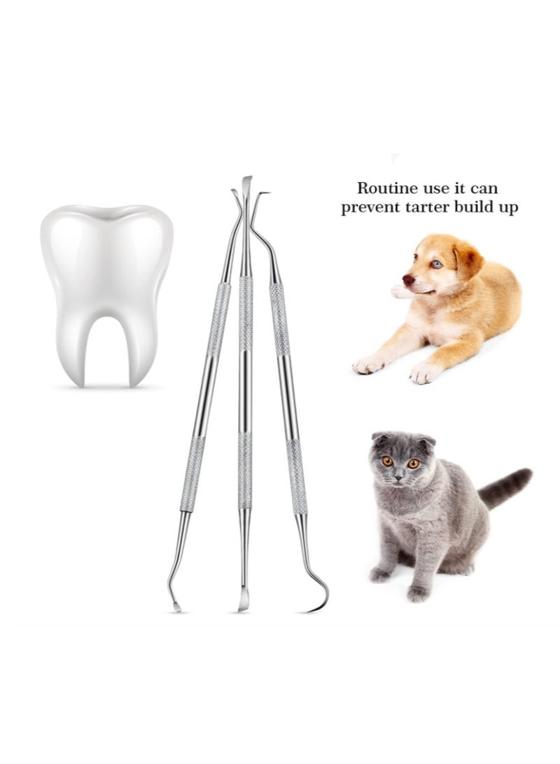 Yakumuz 3 Pieces Dog Dental Tooth Scaler and Scraper Stainless Double Headed Tarter Removing Tool Scraper Pet Teeth Cleaning Tools for Dog and Cat (Silver) - Image 3