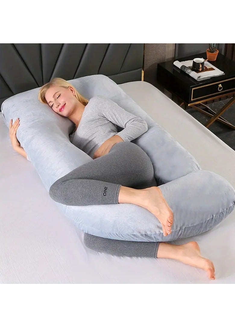 حامل وسادة الكريستال المخملية ياء حامل وسادة الرعاية ، ودعم البطن والساقين والخصر ، مع غطاء قابل للإزالة ، وسهلة التنظيف - رمادي - Image 5