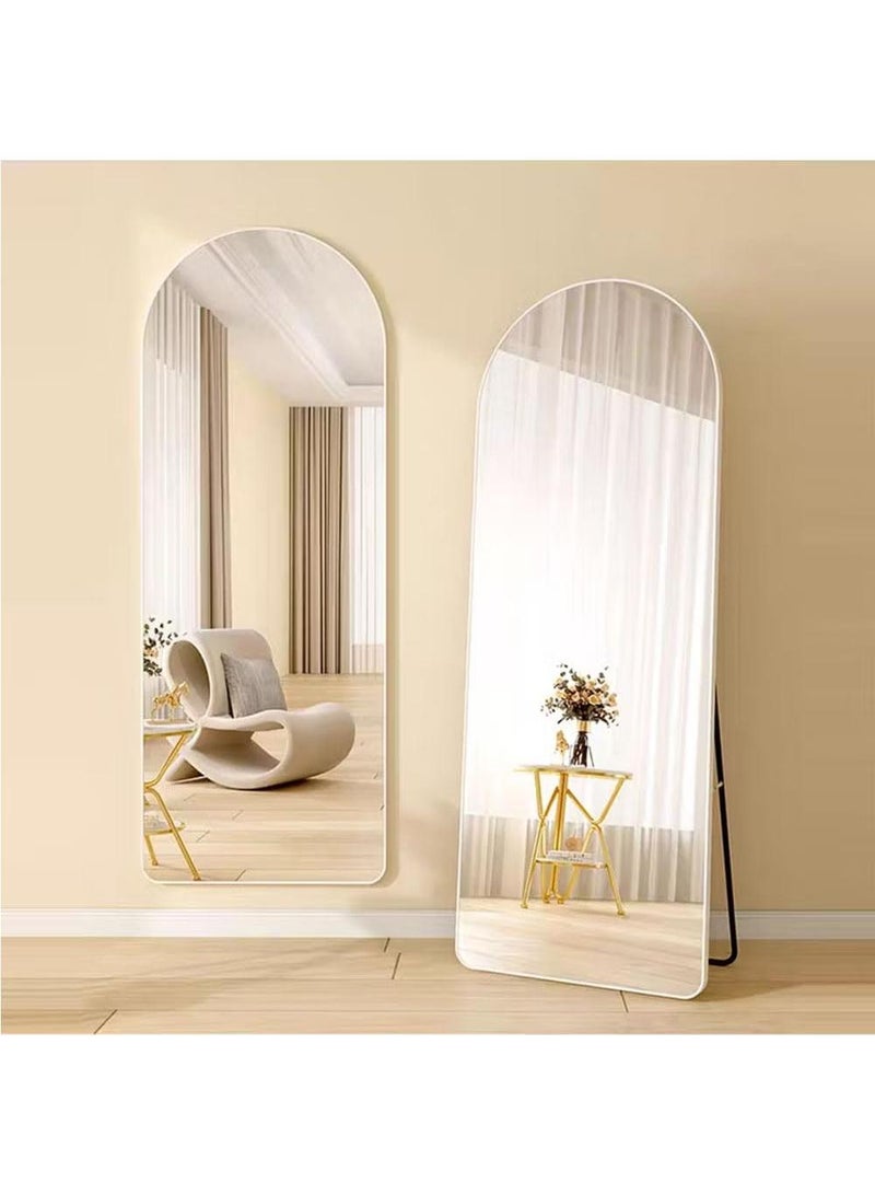 General Full Length Mirror 165X60cm Arched Aluminum Alloy Large Standing Dressing Mirror Hanging Leaning Against Wall Mounted Mirror With Stand For Bedroom Locker Room Living Room Silver  - Image 1