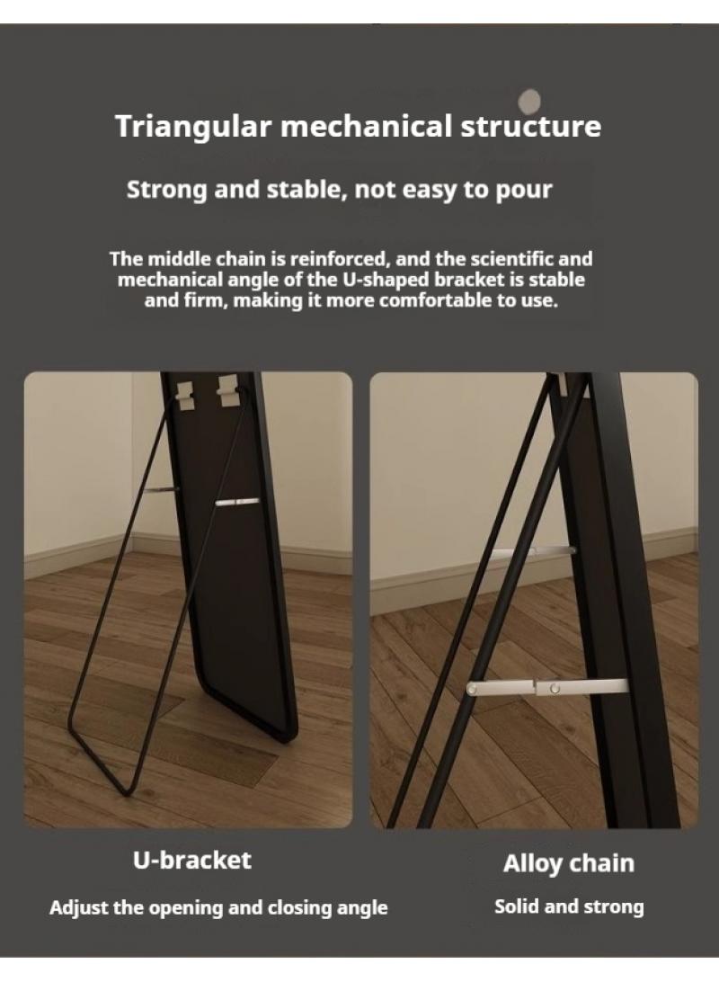 General Full Length Mirror 165X60cm Arched Aluminum Alloy Large Standing Dressing Mirror Hanging Leaning Against Wall Mounted Mirror With Stand For Bedroom Locker Room Living Room Silver  - Image 4