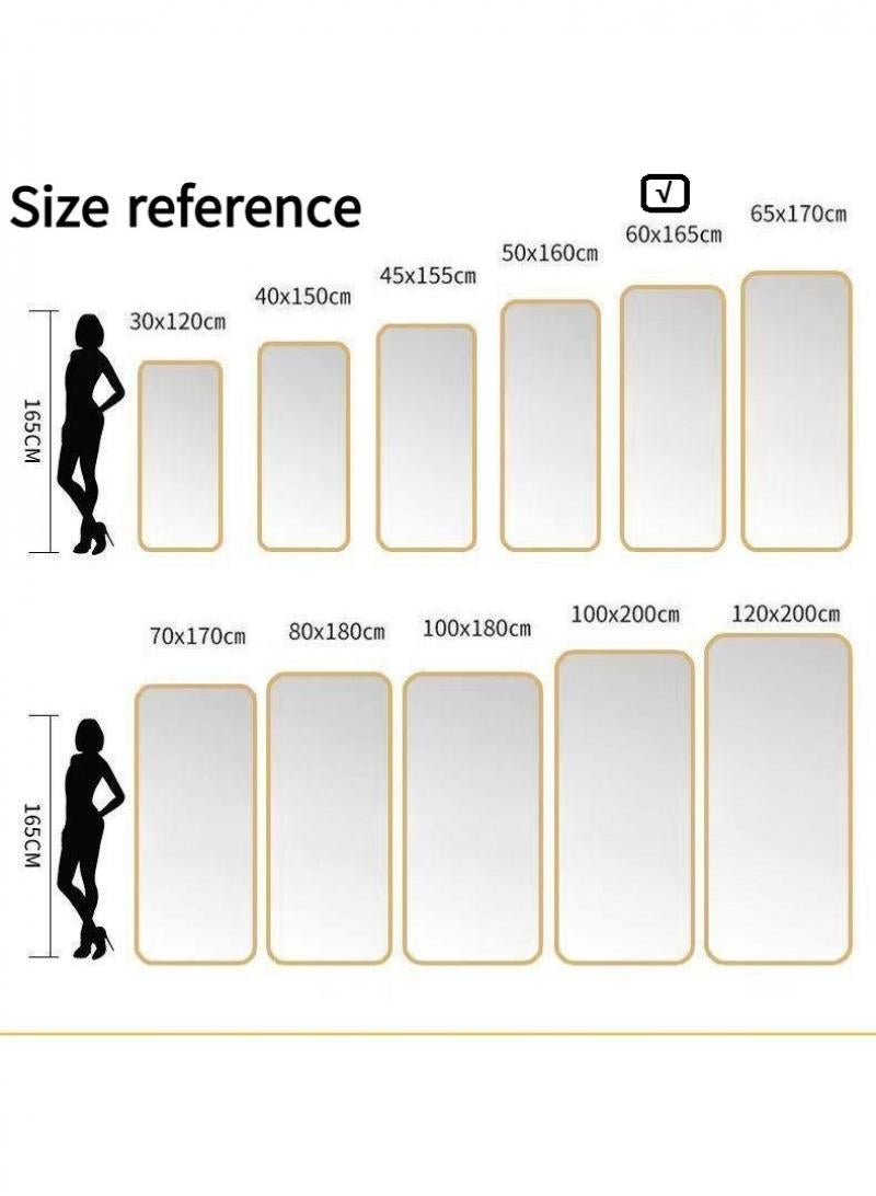General Full Length Mirror 165X60cm Arched Aluminum Alloy Large Standing Dressing Mirror Hanging Leaning Against Wall Mounted Mirror With Stand For Bedroom Locker Room Living Room Silver  - Image 3