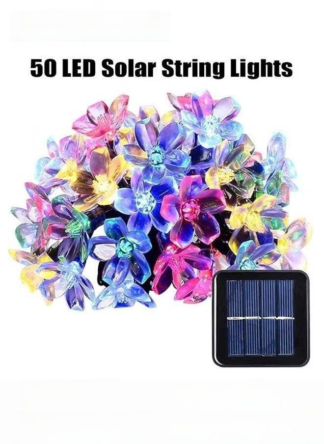 Generic Cherry Blossom Solar String Lights, 50 LED Fairy Flower Garden Multicolour Decor Light, for Outdoor Wedding Party and Holiday Decoration, 7m  - Image 1