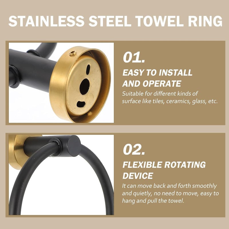 General purpose design Stainless Steel Towel Ring Wall Mount Black Gold 304 Stainless Bathroom Towel Holder Sturdy for Bathroom and Kitchen Longevity upgraded craftsmanship All budget friendly options UV resistant Simple multi-feature universal build Gulf standard sizing alternatives General standard compliant quality Stable base Ready post purchase fulfill Light durable upgraded substance Newly stocked local goods All region coverage Personal & public compatible All item simple matching build Individual group scene compatible Classic trendy design picks Shop & home all-space compatible Certified local stock Light sturdy raw material Safe approved storage space Multi-color available build Budget friendly premium quality Detachable clean All condition resistant crafted quality Good ventilation - Image 4
