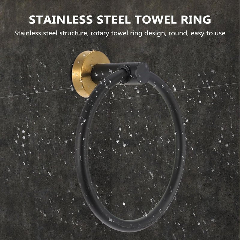 General purpose design Stainless Steel Towel Ring Wall Mount Black Gold 304 Stainless Bathroom Towel Holder Sturdy for Bathroom and Kitchen Longevity upgraded craftsmanship All budget friendly options UV resistant Simple multi-feature universal build Gulf standard sizing alternatives General standard compliant quality Stable base Ready post purchase fulfill Light durable upgraded substance Newly stocked local goods All region coverage Personal & public compatible All item simple matching build Individual group scene compatible Classic trendy design picks Shop & home all-space compatible Certified local stock Light sturdy raw material Safe approved storage space Multi-color available build Budget friendly premium quality Detachable clean All condition resistant crafted quality Good ventilation - Image 5