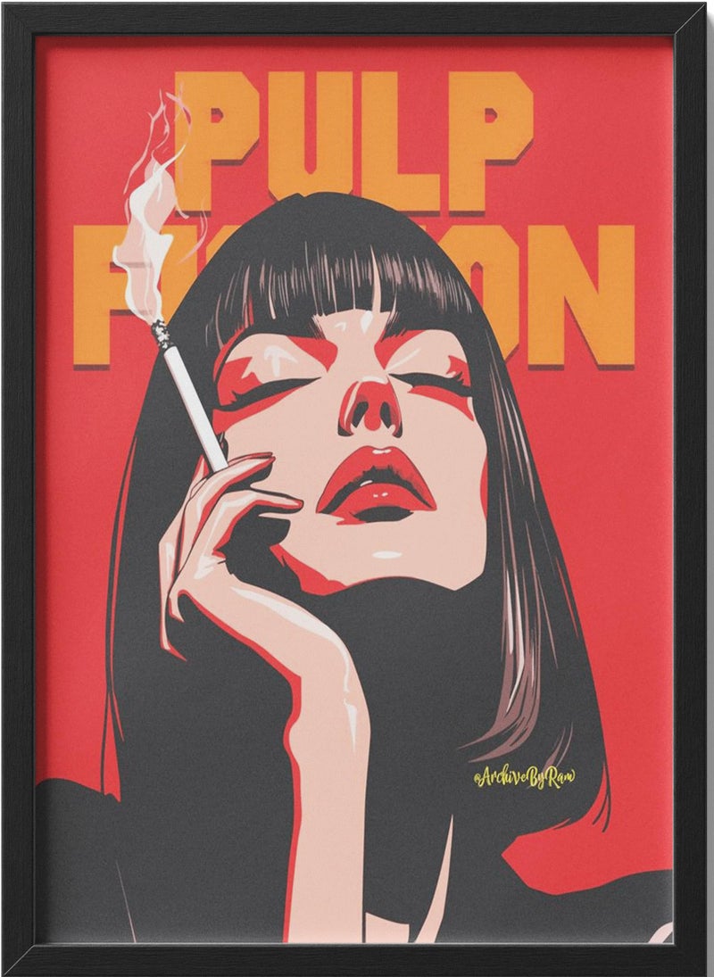 Pulpp Fiction Retro Poster – Iconic Minimalist Smoking Art Print with Black Frame – 40×30 cm Wall Art - Image 1