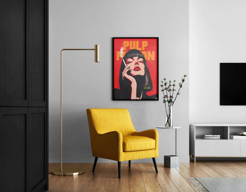 Pulpp Fiction Retro Poster – Iconic Minimalist Smoking Art Print with Black Frame – 40×30 cm Wall Art - Image 3