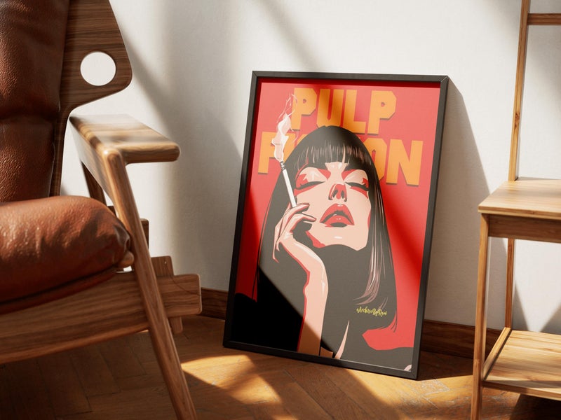 Pulpp Fiction Retro Poster – Iconic Minimalist Smoking Art Print with Black Frame – 40×30 cm Wall Art - Image 2