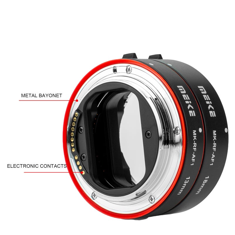 Meike MK-RF-AF1 13mm + 18mm Metal AF Full Frame Macro Extension Tube Adapter Ring Kit for EOS-R Series Cameras RF Mount Cameras EOS-R EOS-RP - Image 4
