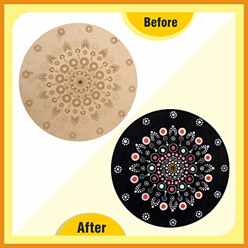 Solobolo Mandala Painting Kit, Adults|Diy Mandala Clock Kit, Home Decor|Craft Materials Mdf Cutouts, Art & Craft Kit| Gifts, Girls|Size-12 Inch Wall Clock Premarked Mdf Base, Painting - Brown - Image 3